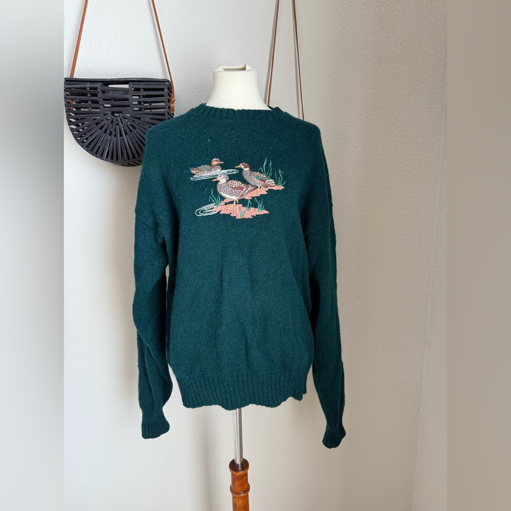 Vintage The Moors Lord Jeff Ducks 100% Shetland Wool Sweater, Size XL